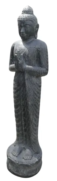Product image 3 of the product “Standing Buddha, India, 158 cm height, cast stone, handcrafted & coloured 158 cm”